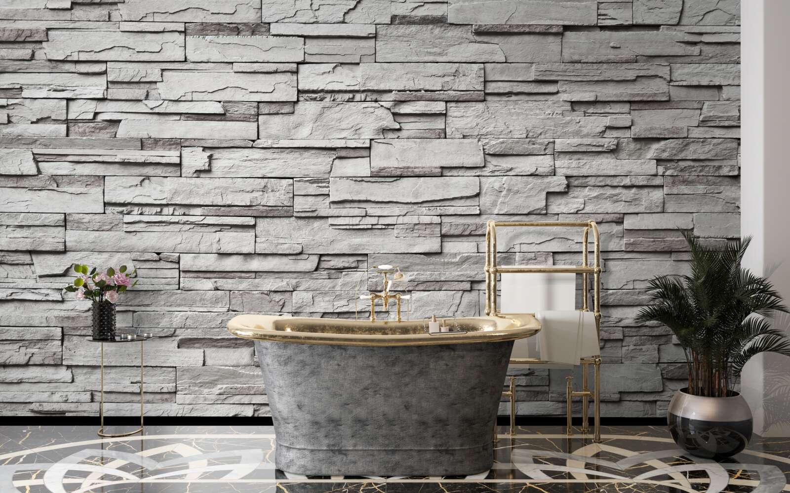 Fototapeta biały kamienny mur