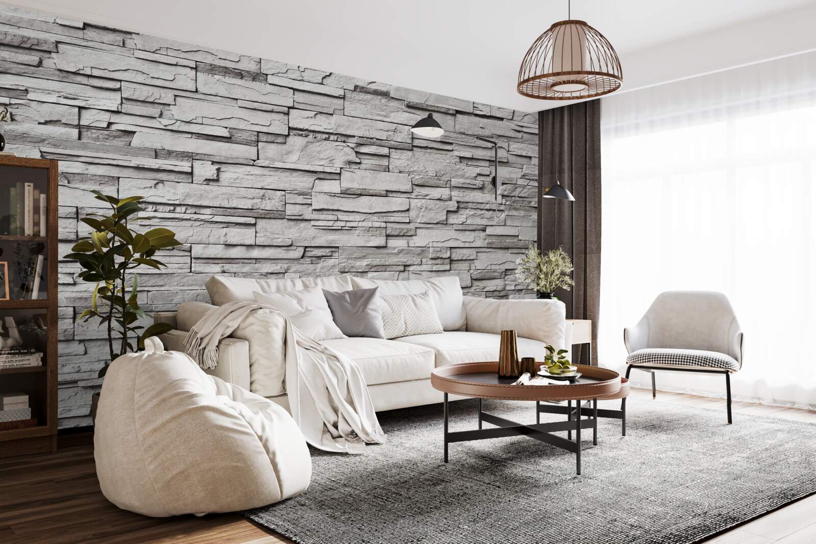 Fototapeta biały kamienny mur