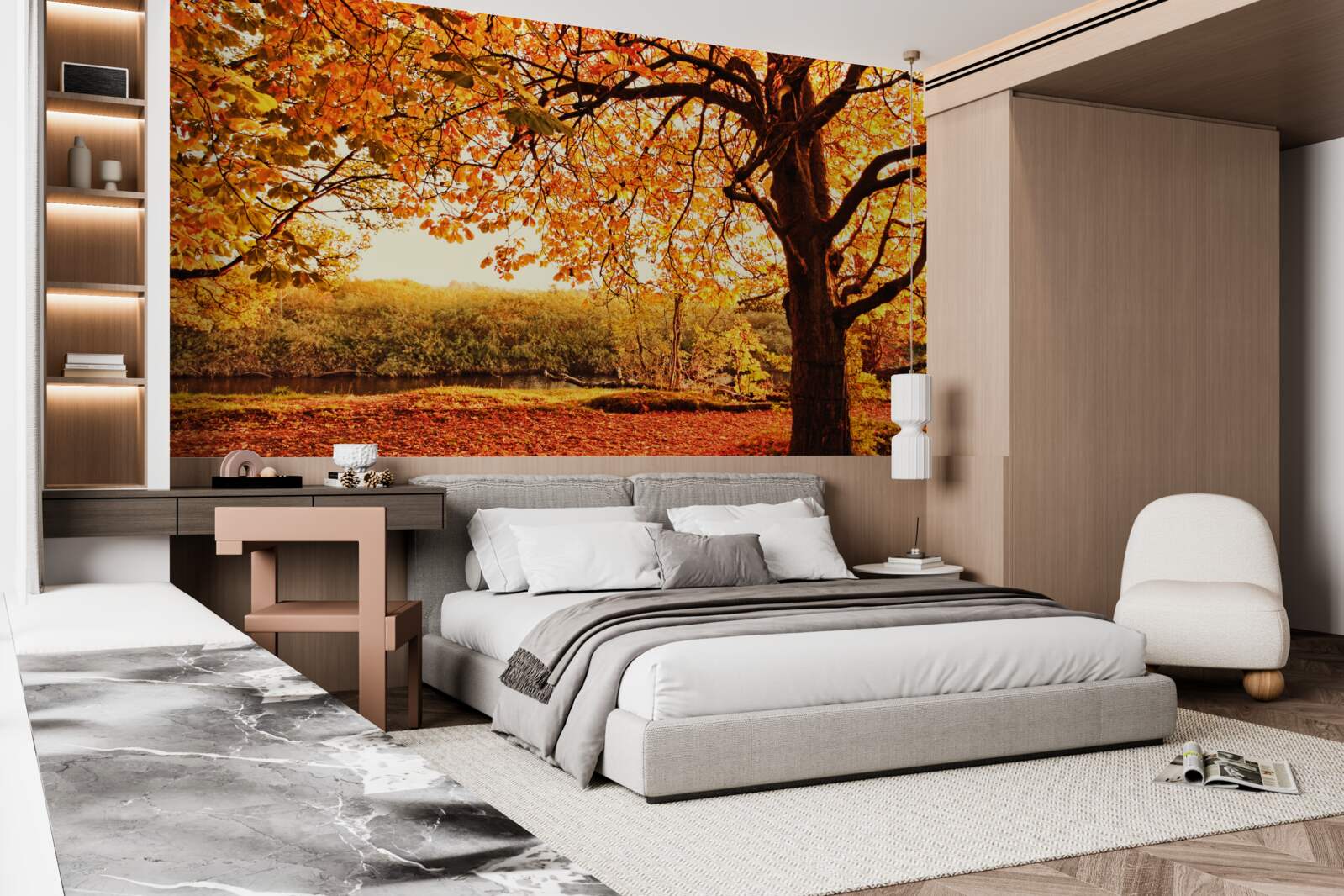 Fototapeta olśniewające uroki lasu w słoneczną jesień