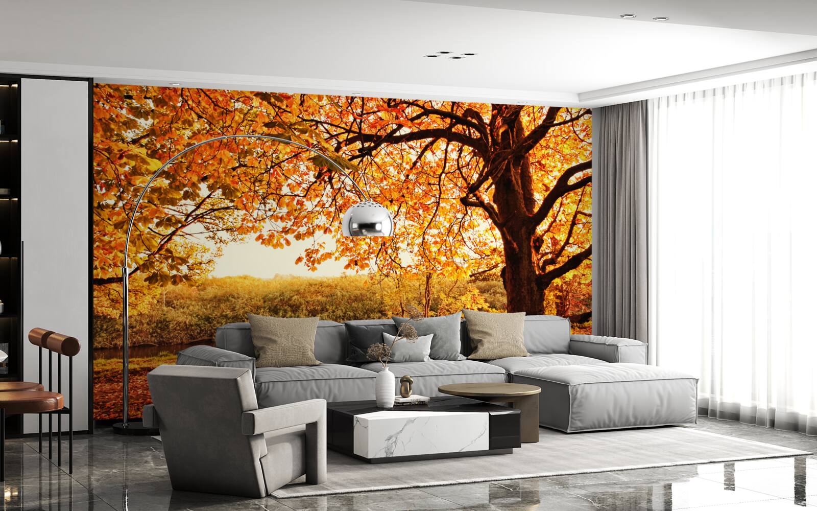 Fototapeta olśniewające uroki lasu w słoneczną jesień