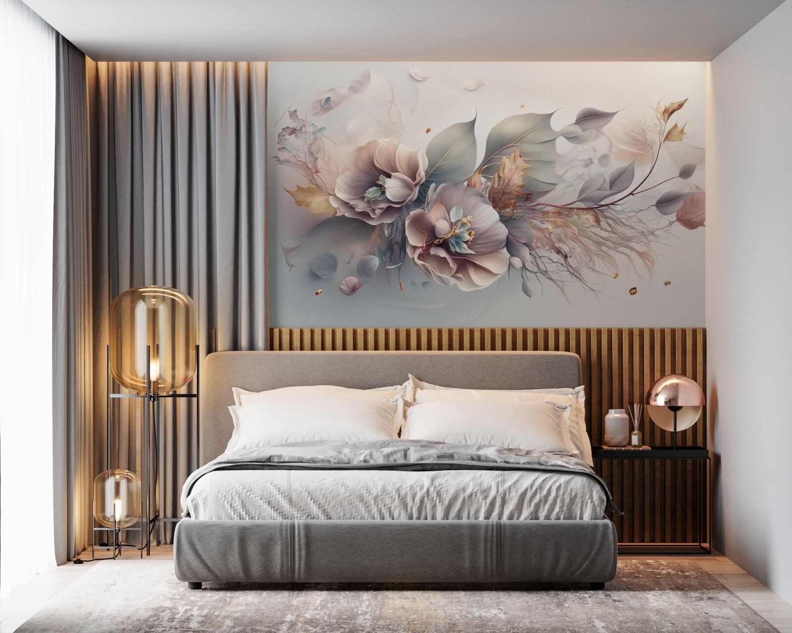 Fototapeta kolorowa gałązka kwiatowa na jasnym tle