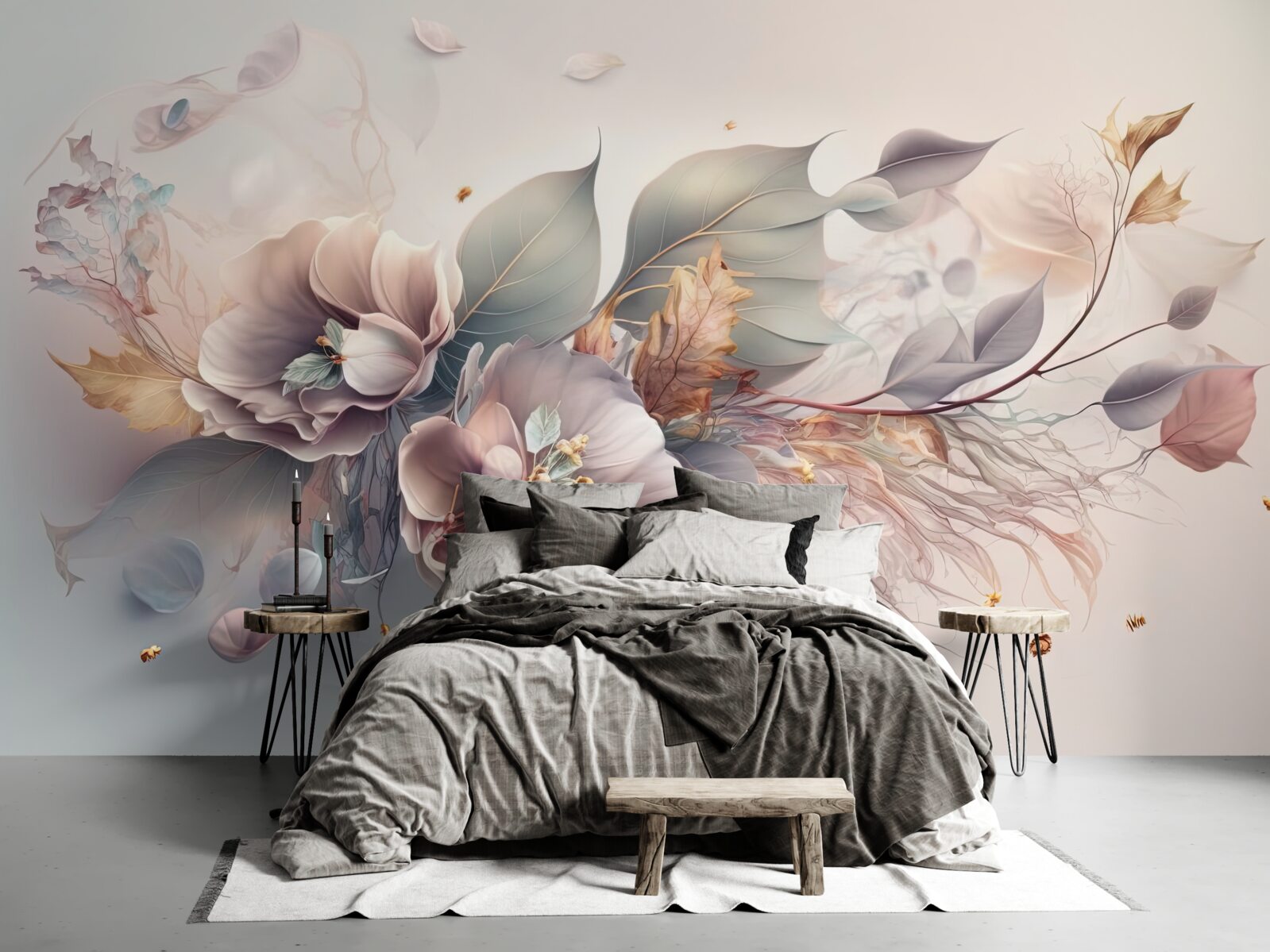 Fototapeta kolorowa gałązka kwiatowa na jasnym tle