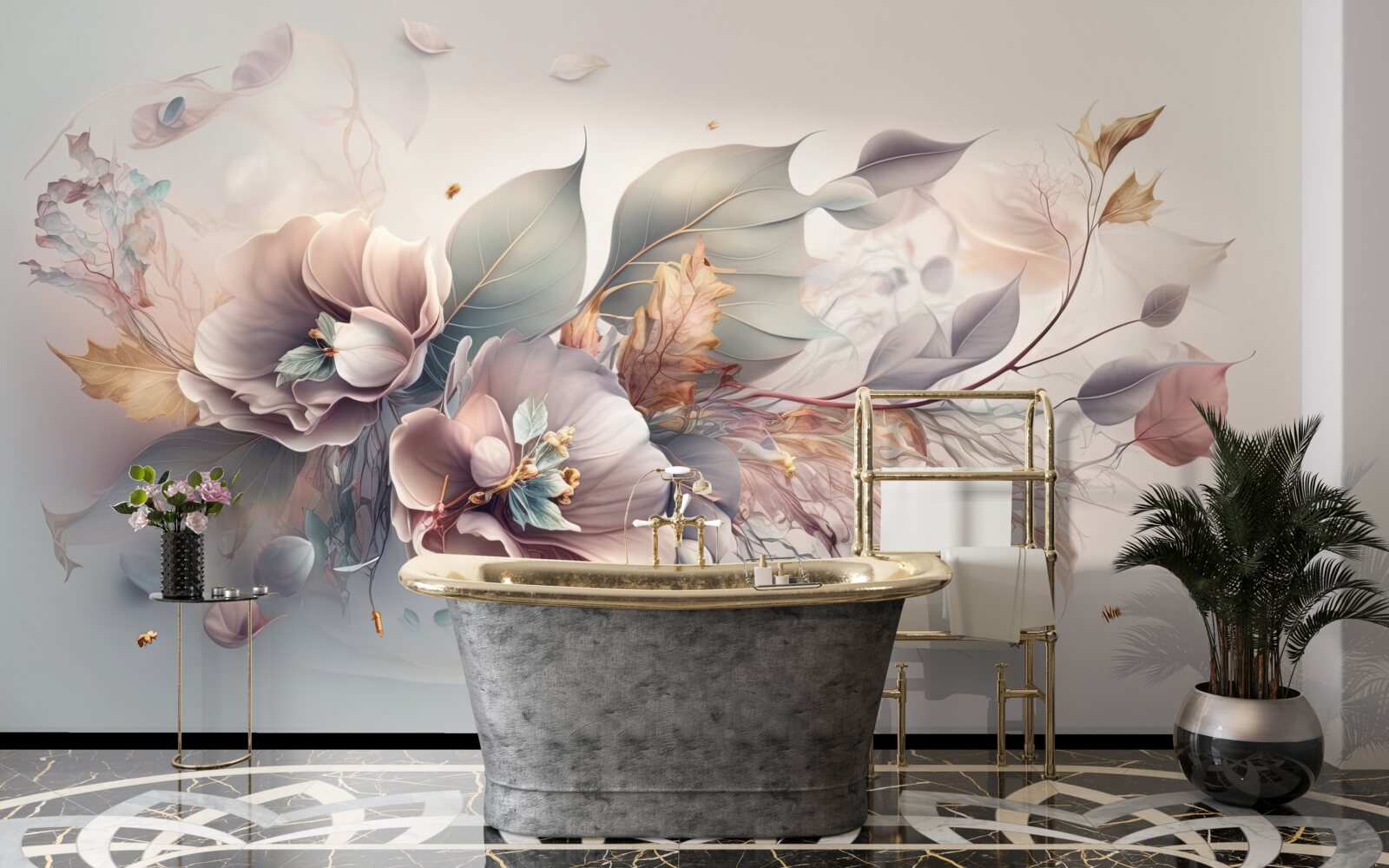 Fototapeta kolorowa gałązka kwiatowa na jasnym tle