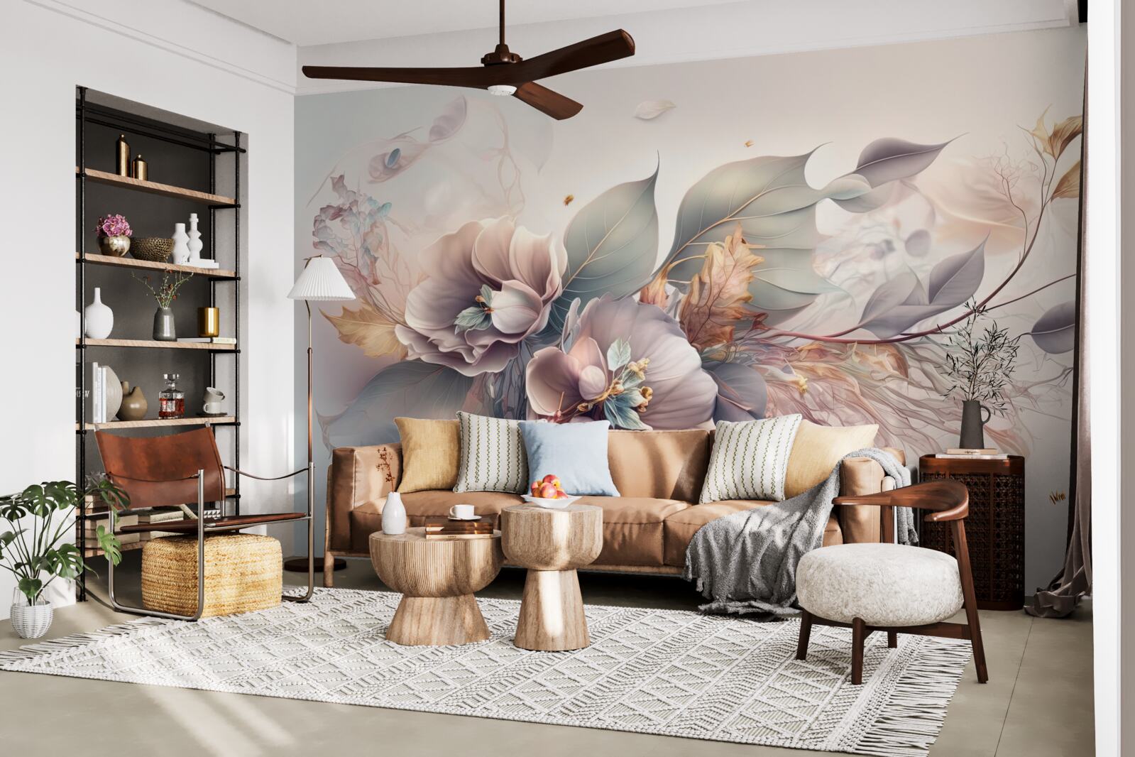 Fototapeta kolorowa gałązka kwiatowa na jasnym tle