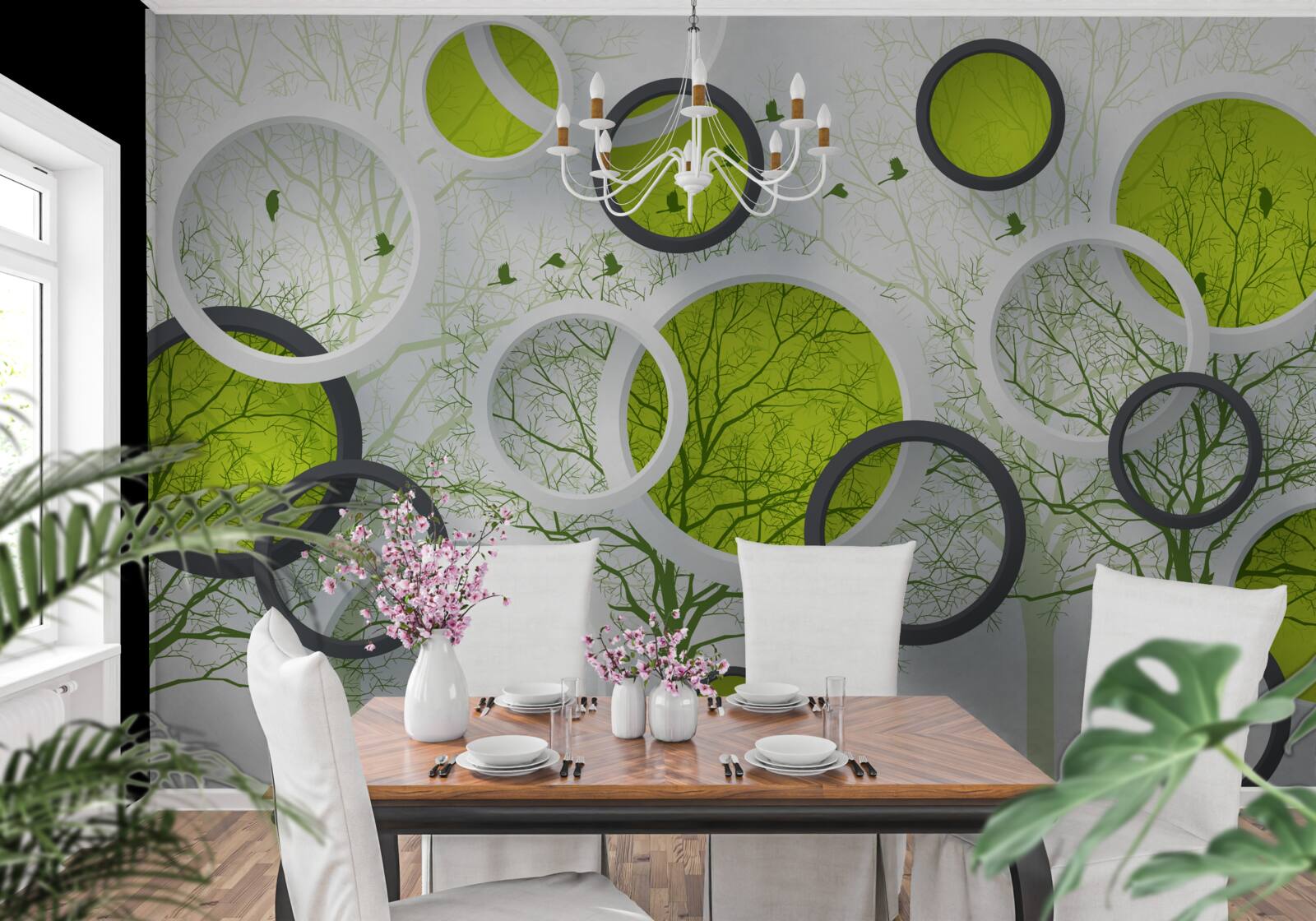 Fototapeta abstrakcyjne koła wypełnione drzewami