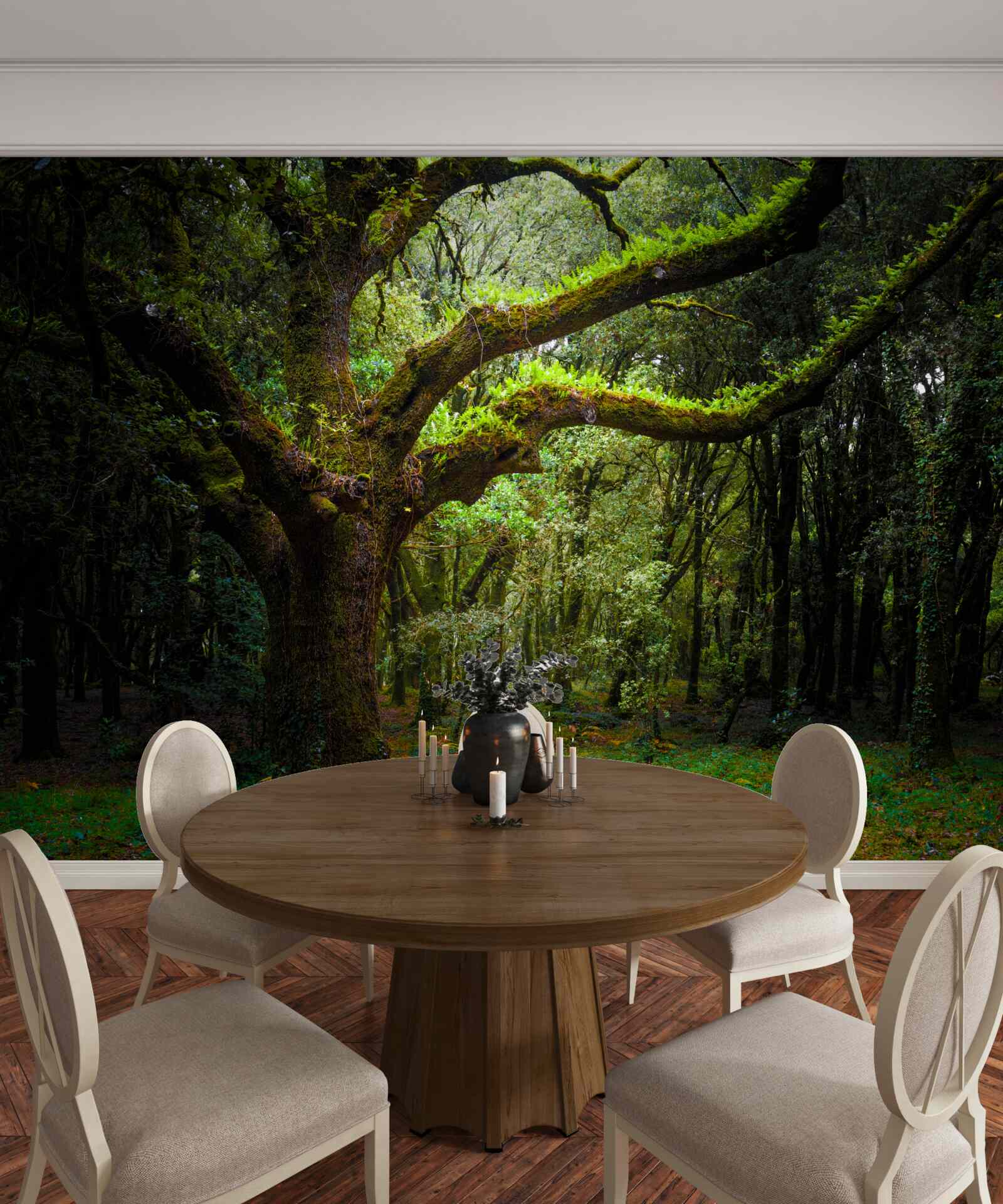 Fototapeta kudłaty starożytny las z gęstymi drzewami