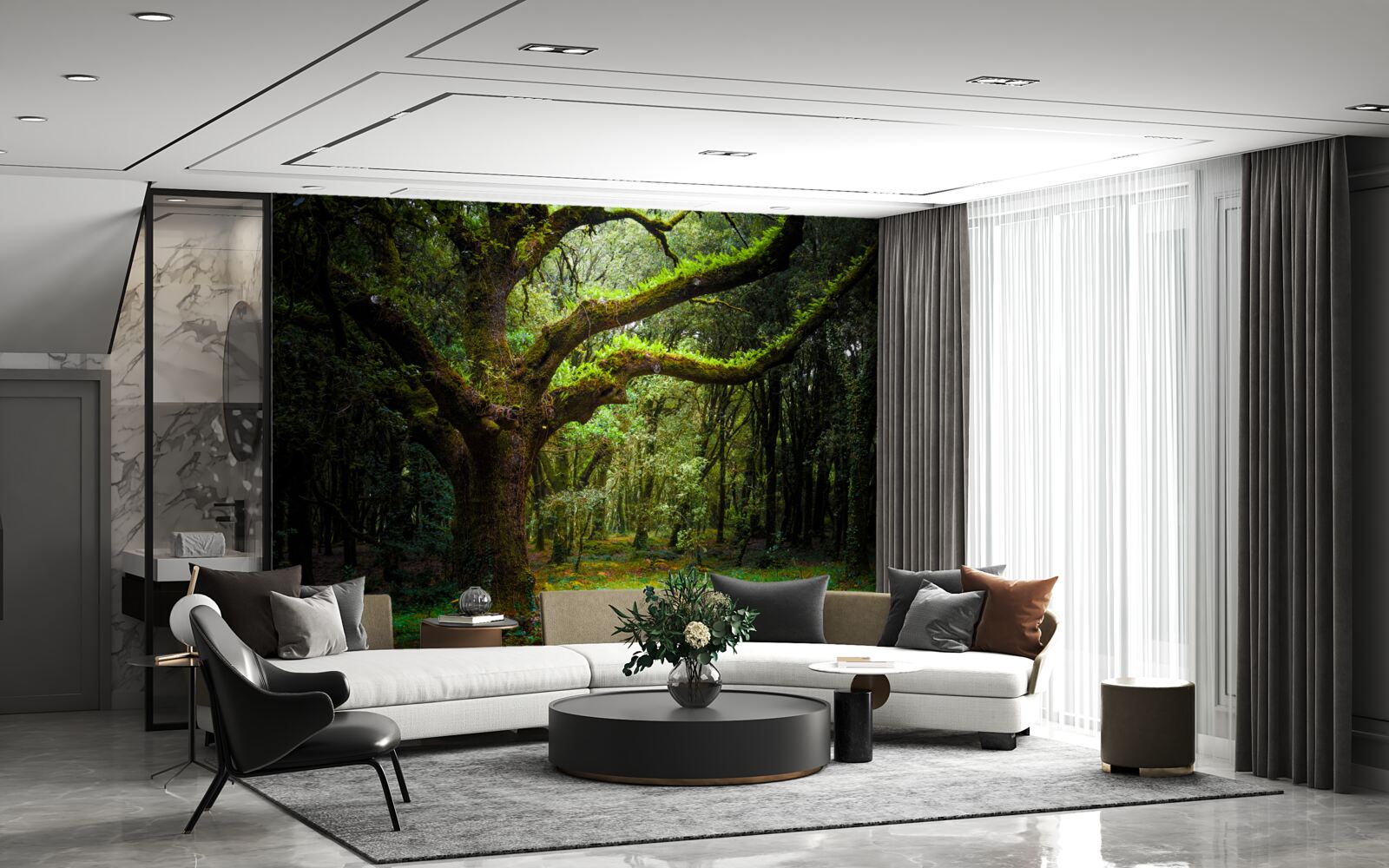 Fototapeta kudłaty starożytny las z gęstymi drzewami