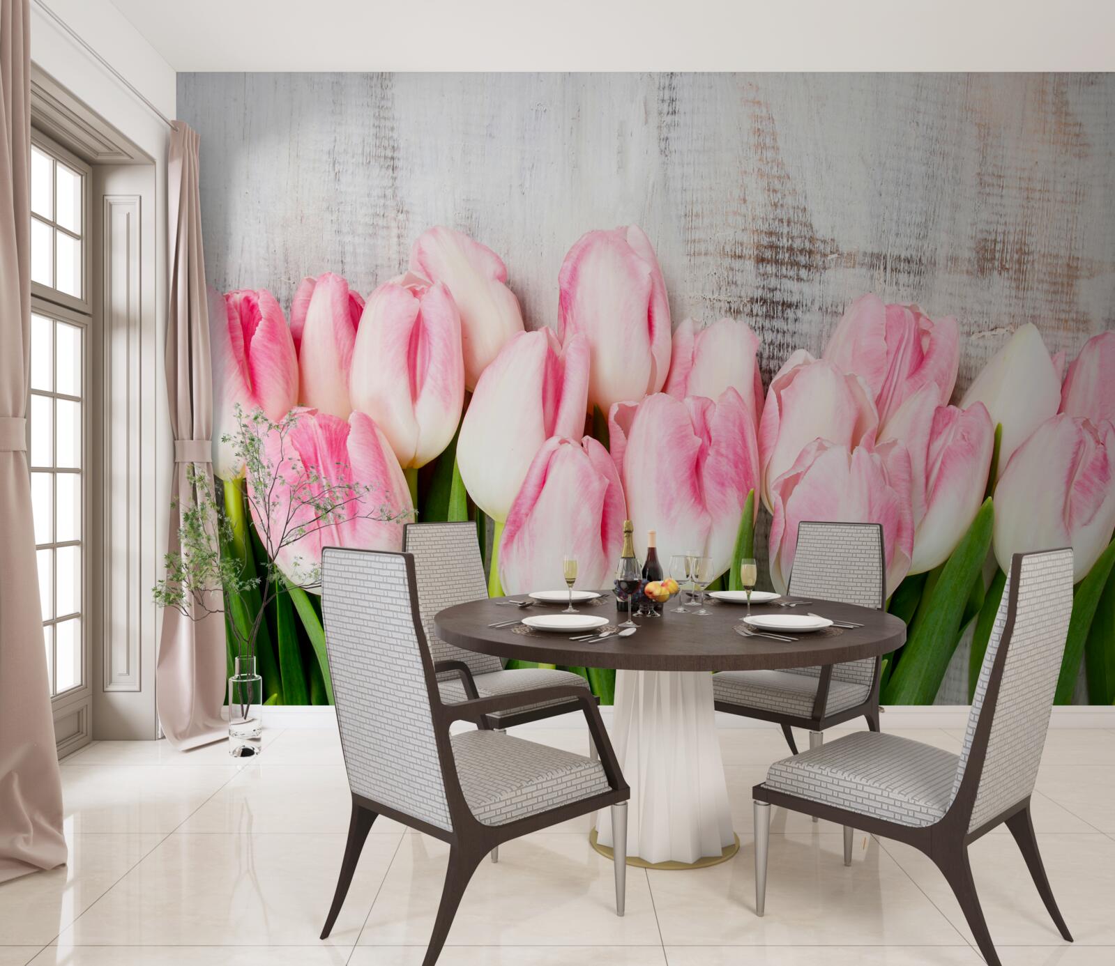 Fototapeta świeże tulipany w delikatnym różowym odcieniu