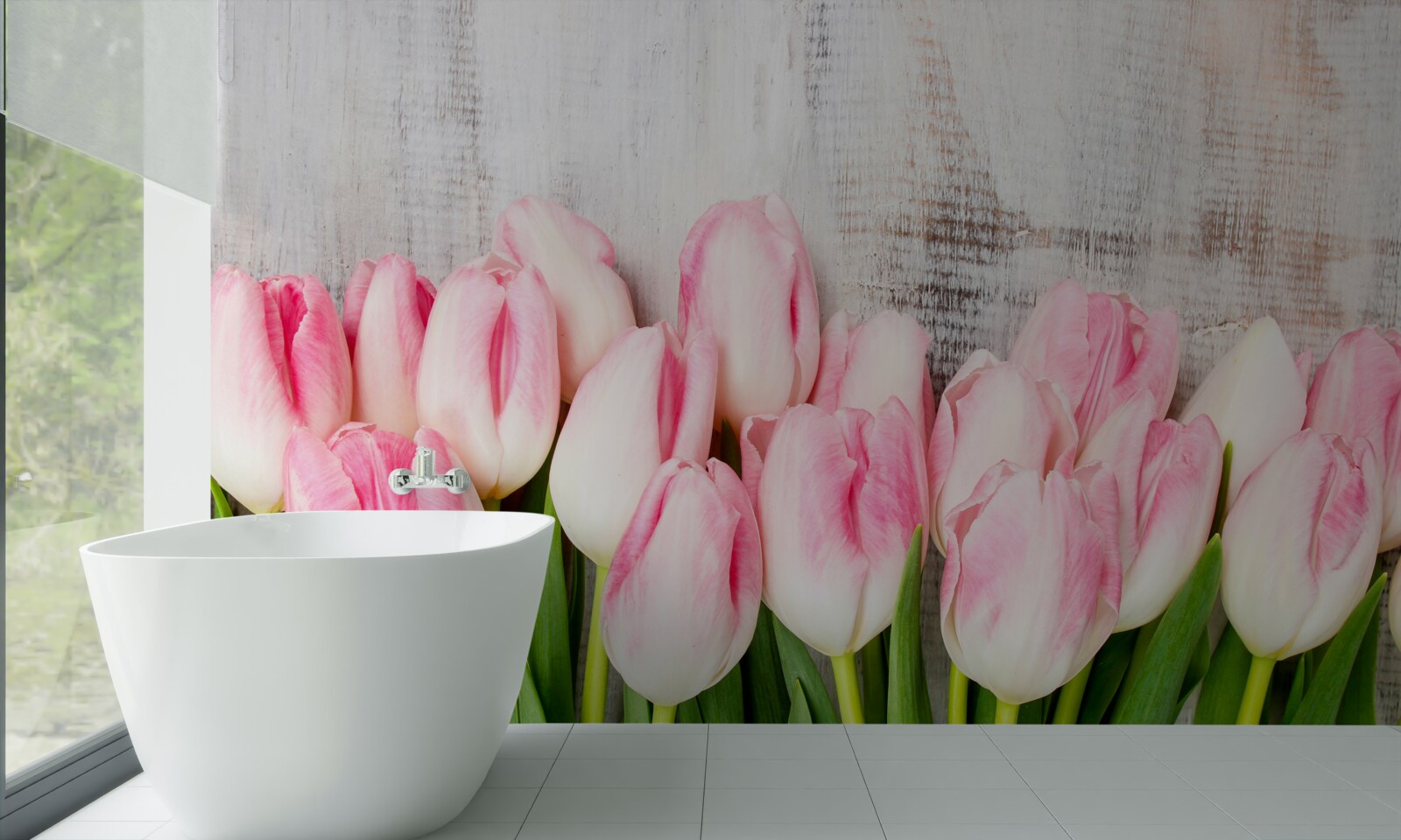 Fototapeta świeże tulipany w delikatnym różowym odcieniu