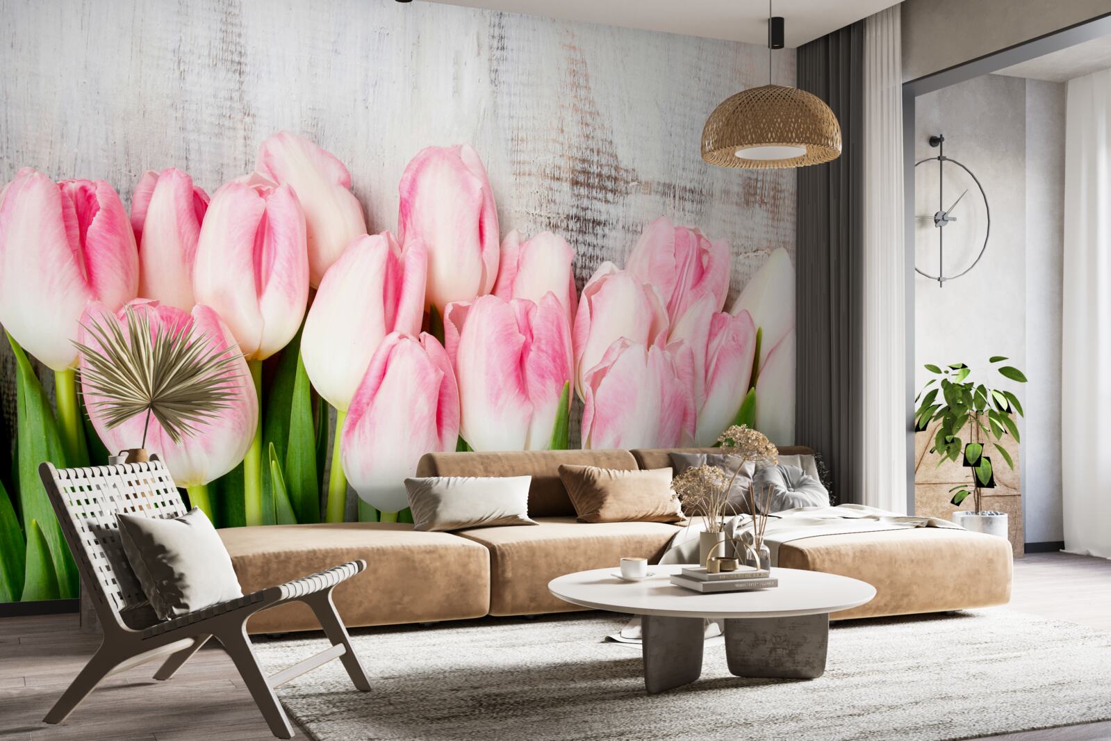 Fototapeta świeże tulipany w delikatnym różowym odcieniu