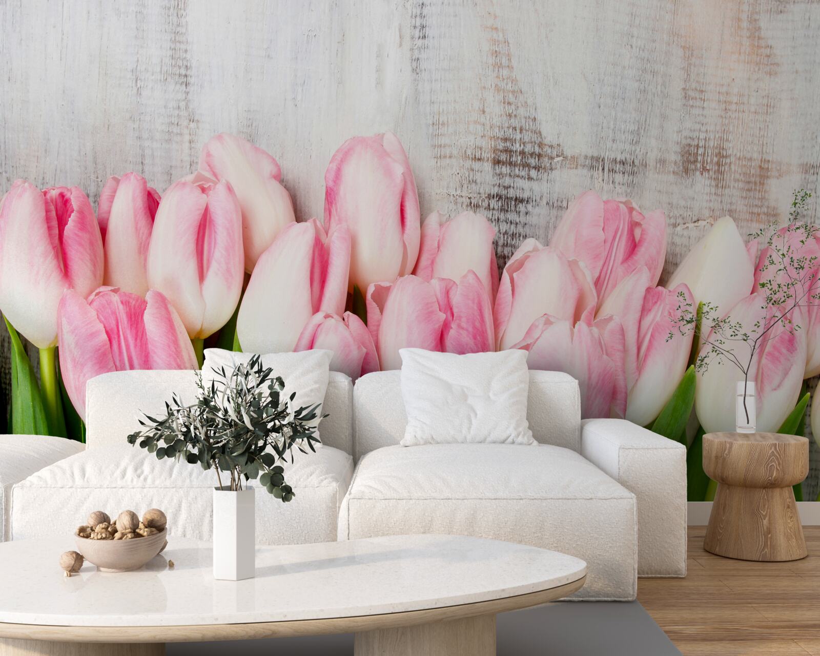 Fototapeta świeże tulipany w delikatnym różowym odcieniu