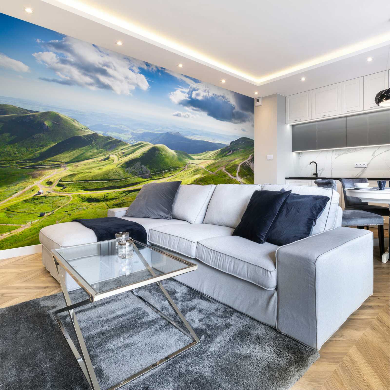 Fototapeta szlaki turystyczne wzdłuż szczytów górskich