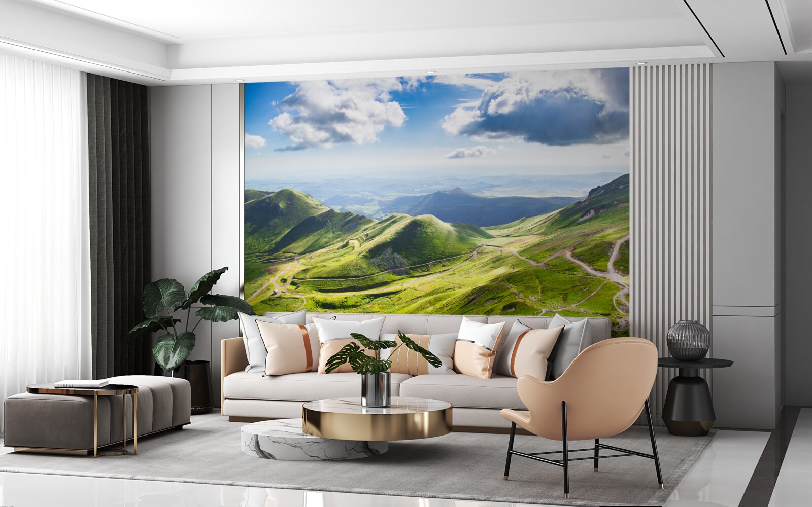 Fototapeta szlaki turystyczne wzdłuż szczytów górskich