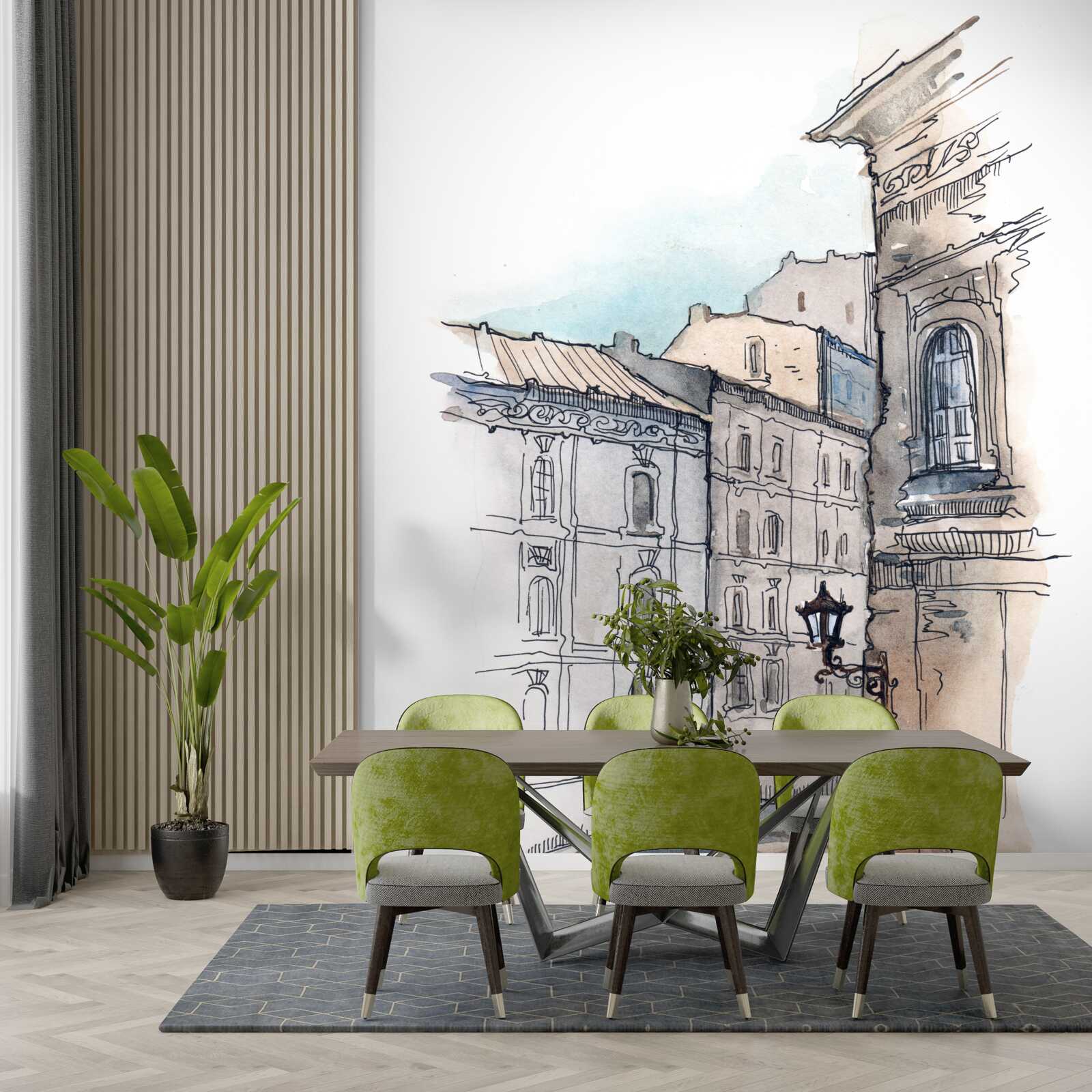 Fototapeta cicha ulica utkana ołówkiem