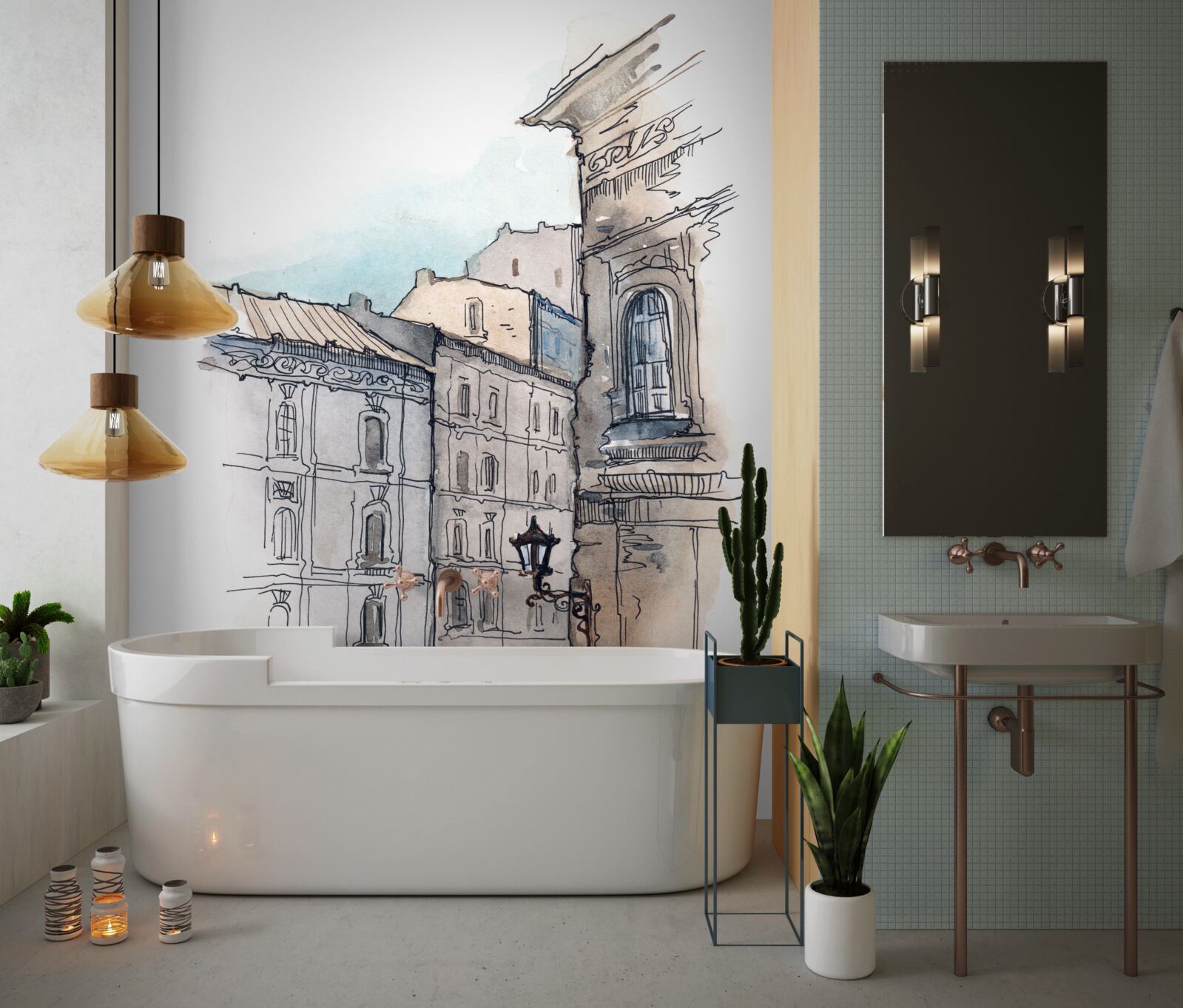 Fototapeta cicha ulica utkana ołówkiem