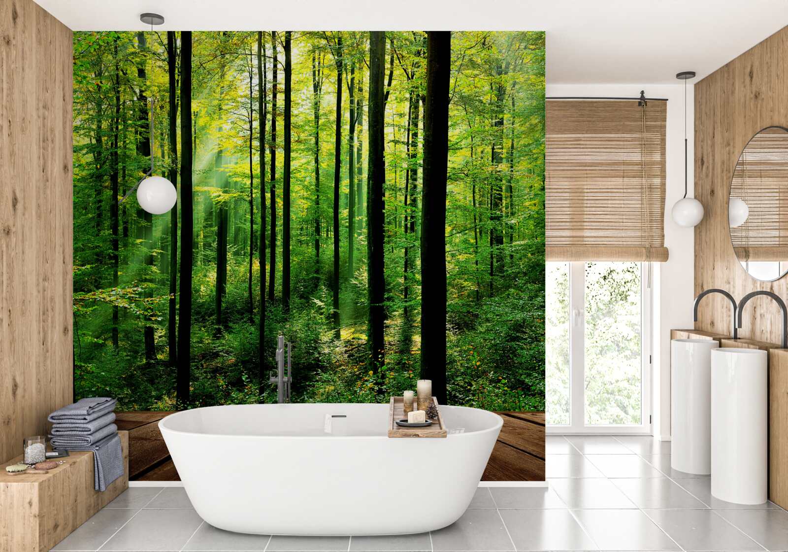 Fototapeta taras z dostępem do gaju sosnowego