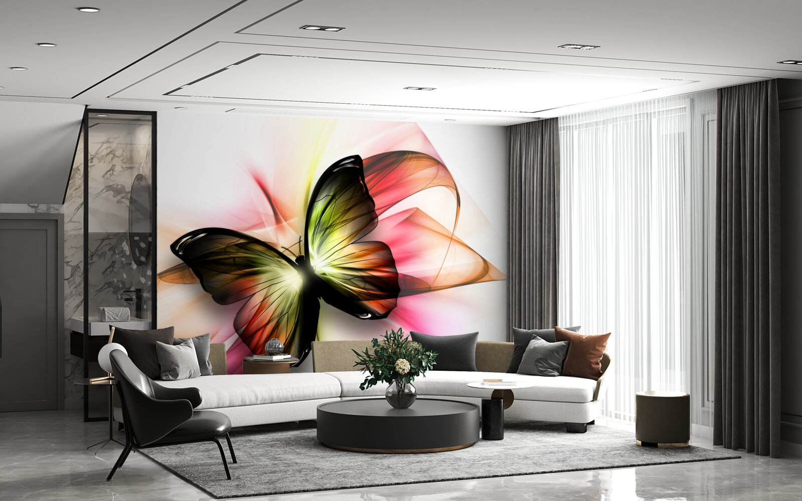 Fototapeta piękny motyl z wdziękiem unoszący się w powietrzu