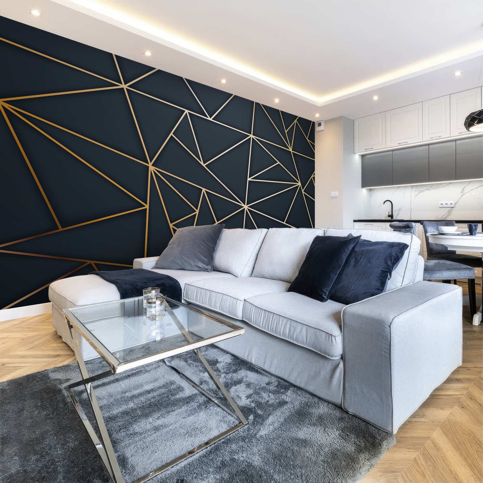 Fototapeta kształty utworzone przez złote linie