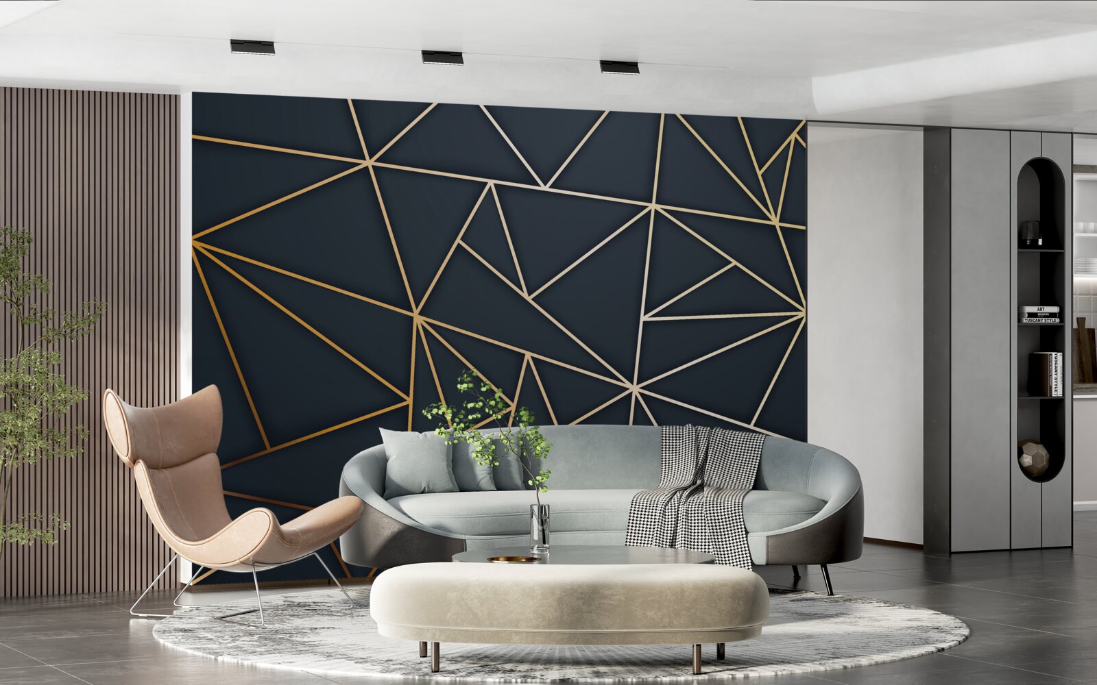 Fototapeta kształty utworzone przez złote linie