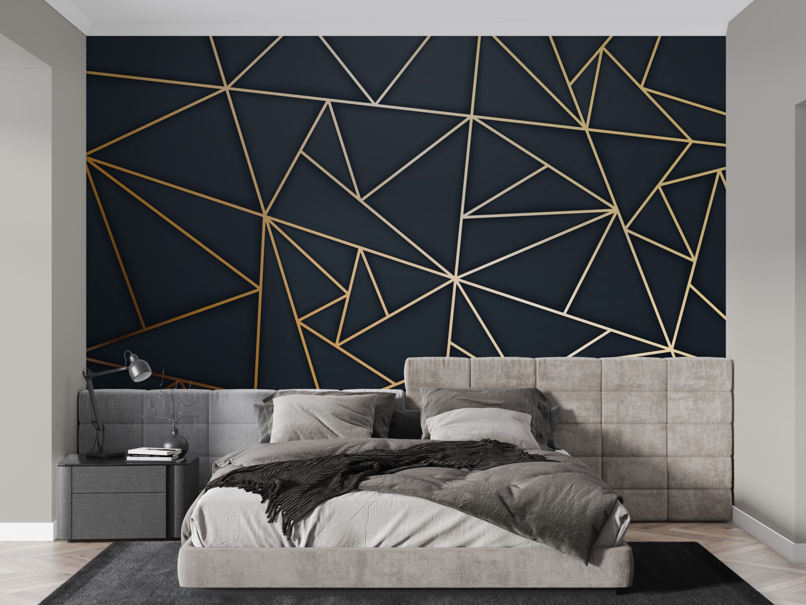 Fototapeta kształty utworzone przez złote linie