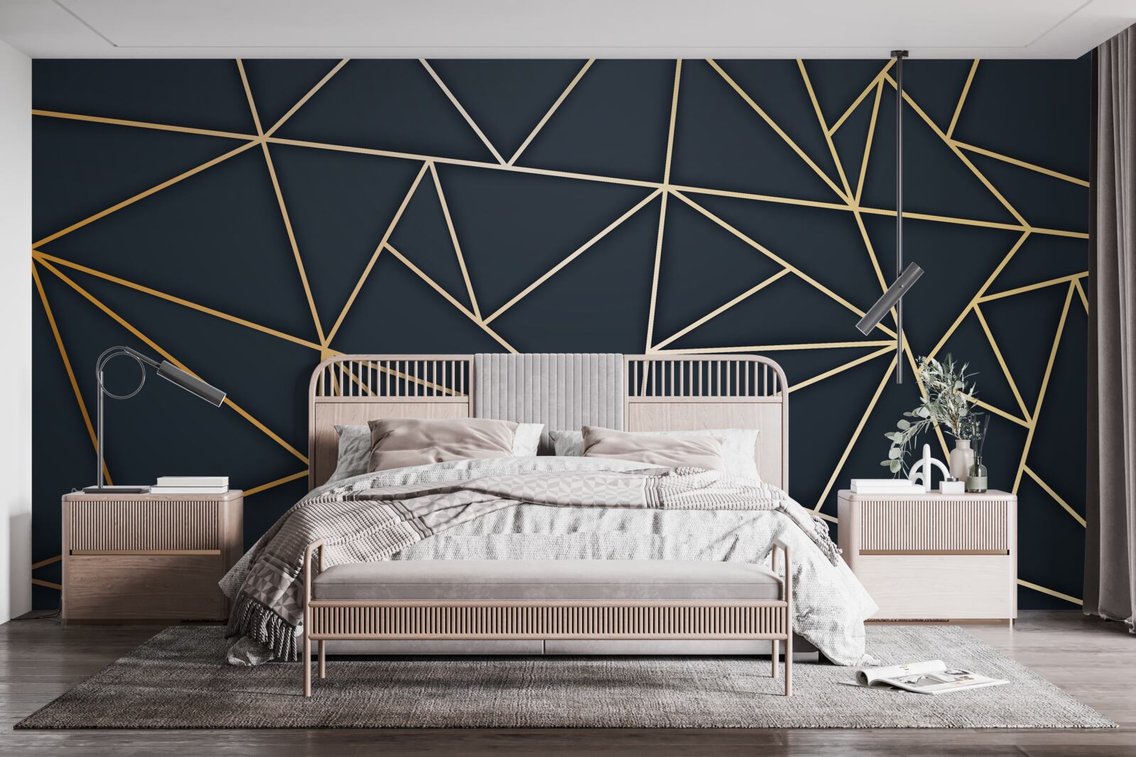 Fototapeta kształty utworzone przez złote linie