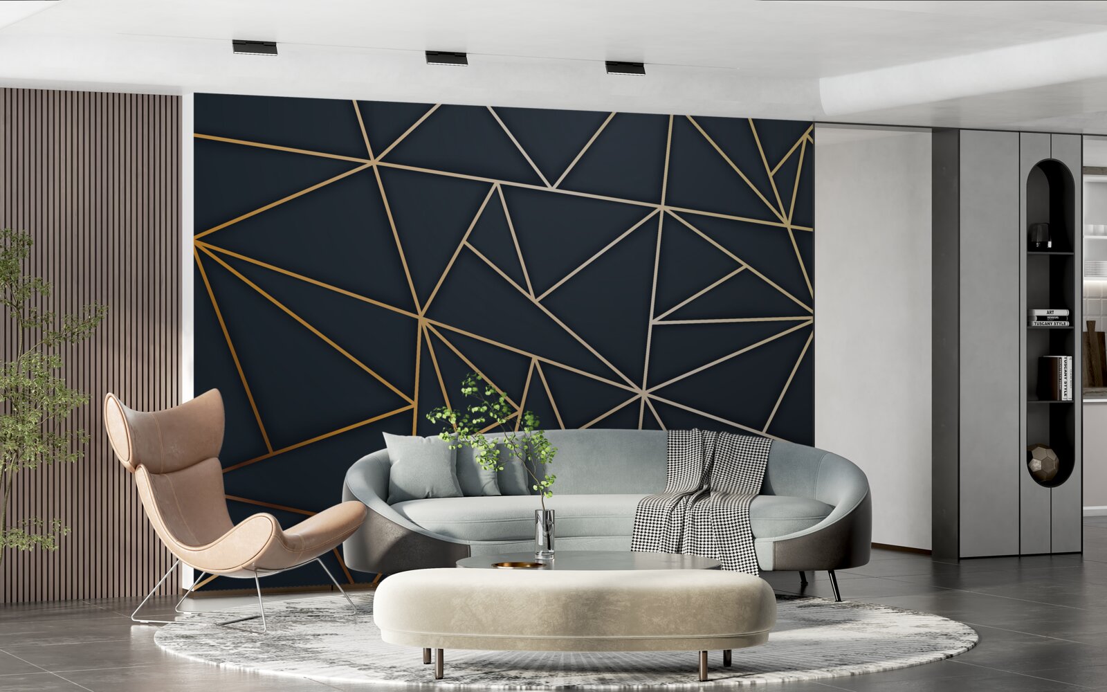 Fototapeta kształty utworzone przez złote linie