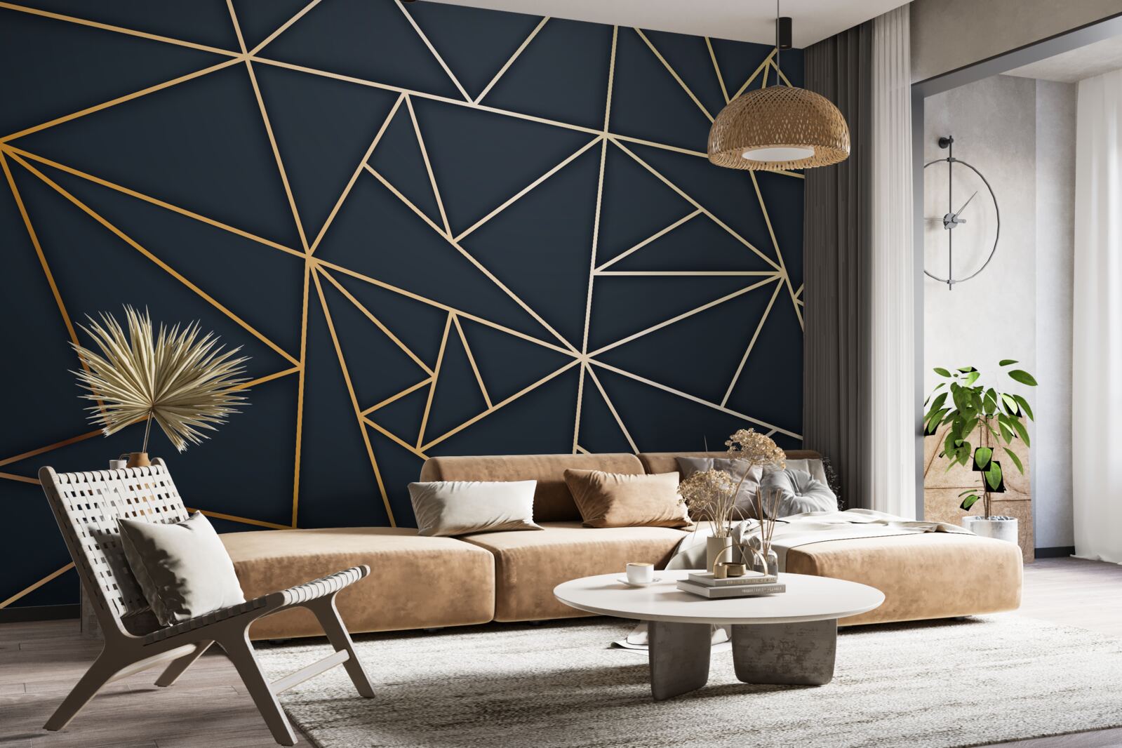 Fototapeta kształty utworzone przez złote linie