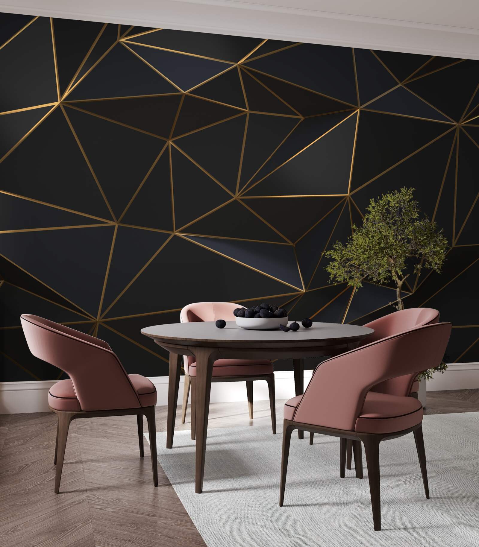 Fototapeta trójkąty i diamenty oprawione w złocie