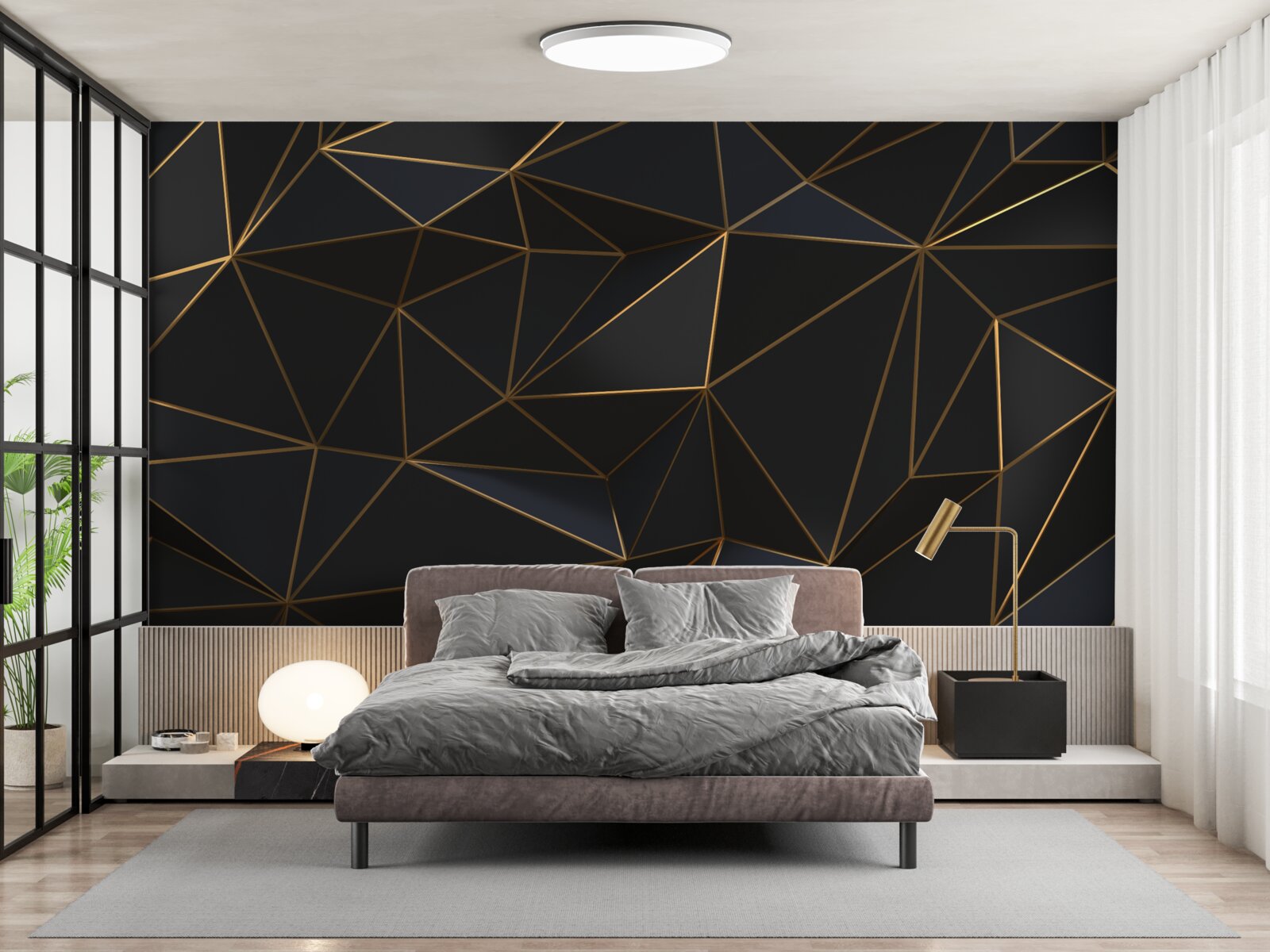 Fototapeta trójkąty i diamenty oprawione w złocie