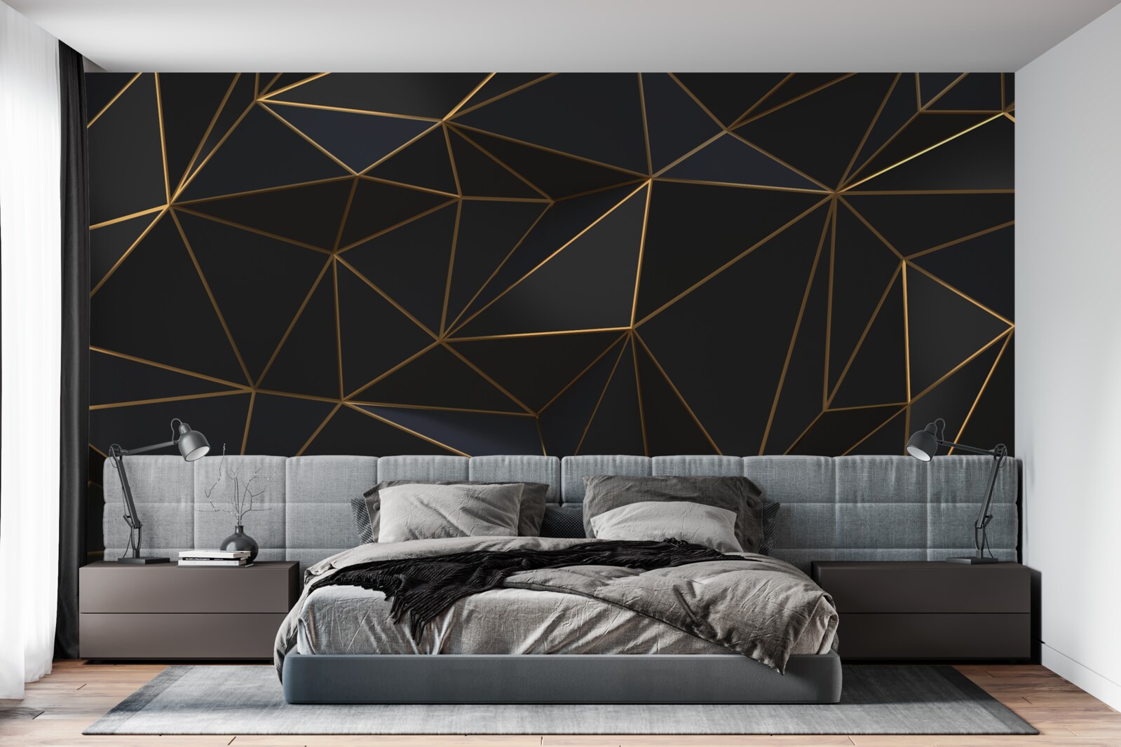 Fototapeta trójkąty i diamenty oprawione w złocie