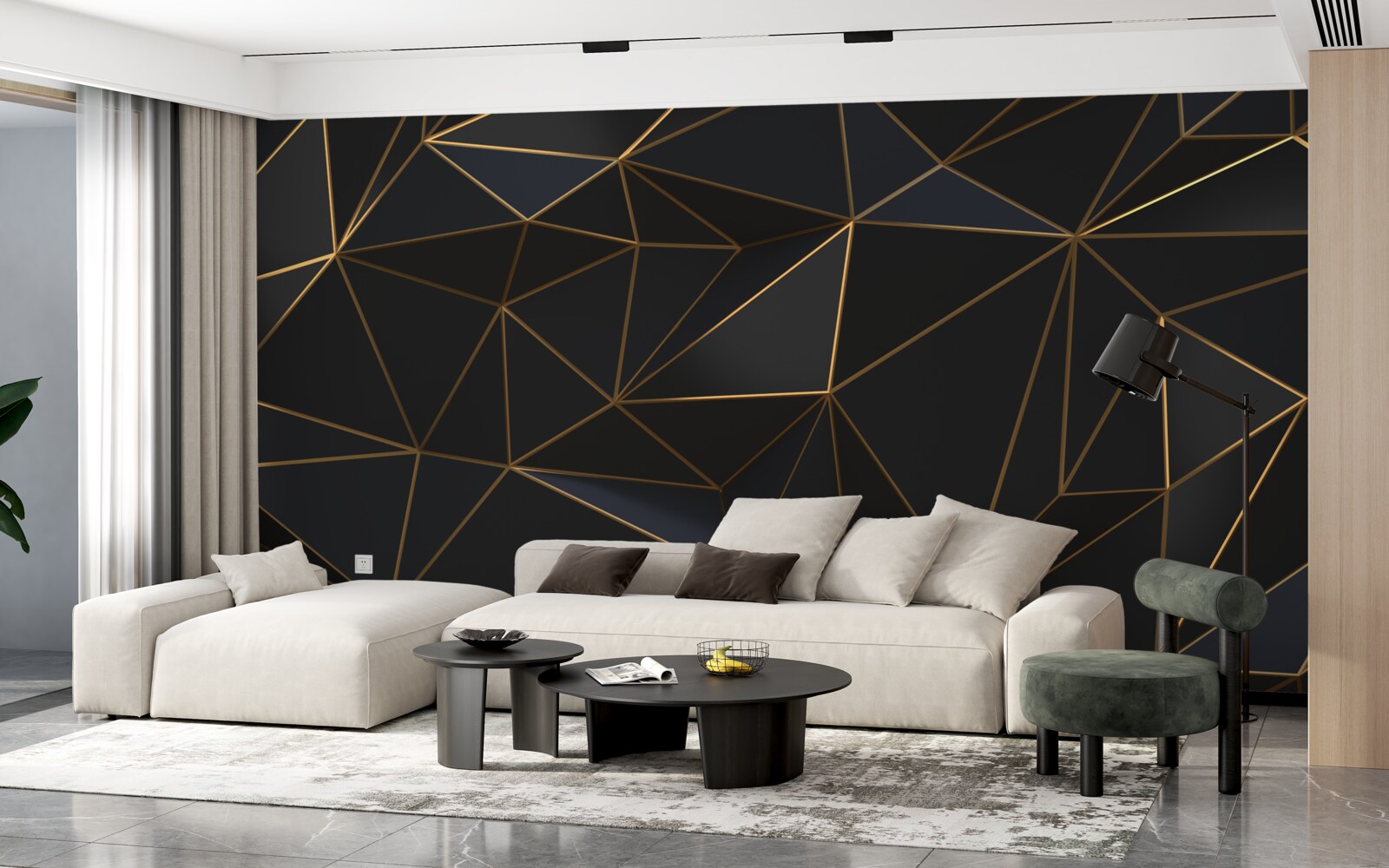 Fototapeta trójkąty i diamenty oprawione w złocie