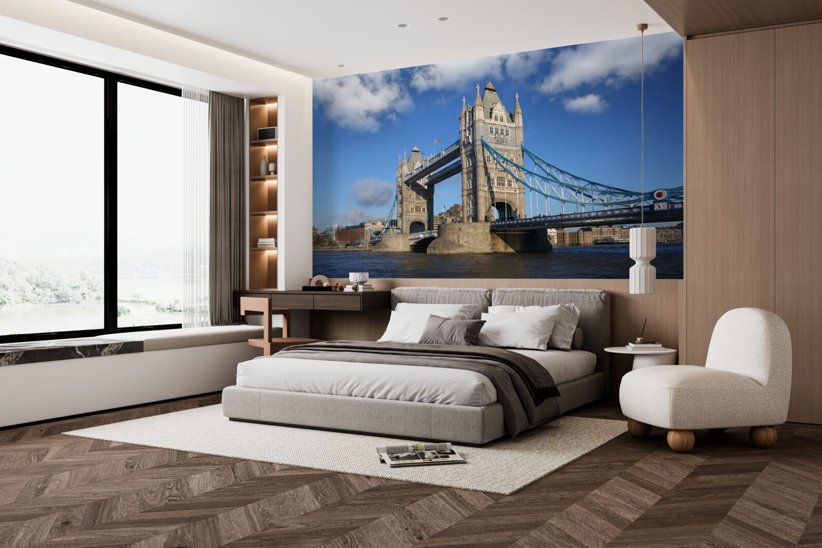 Fototapeta most tower bridge rozciągający się nad spokojną powierzchnią rzeki