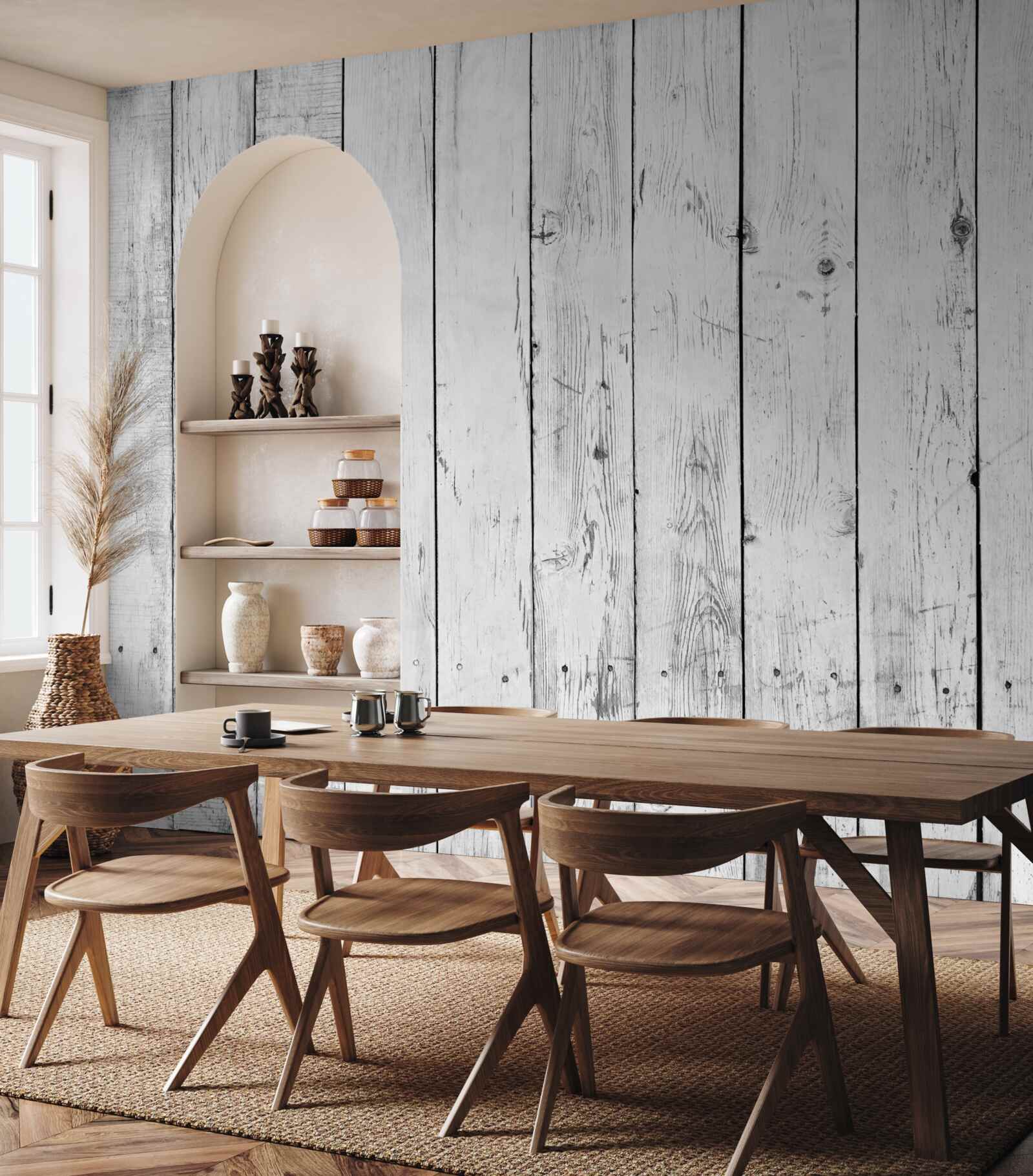 Fototapeta biała deska parkietowa