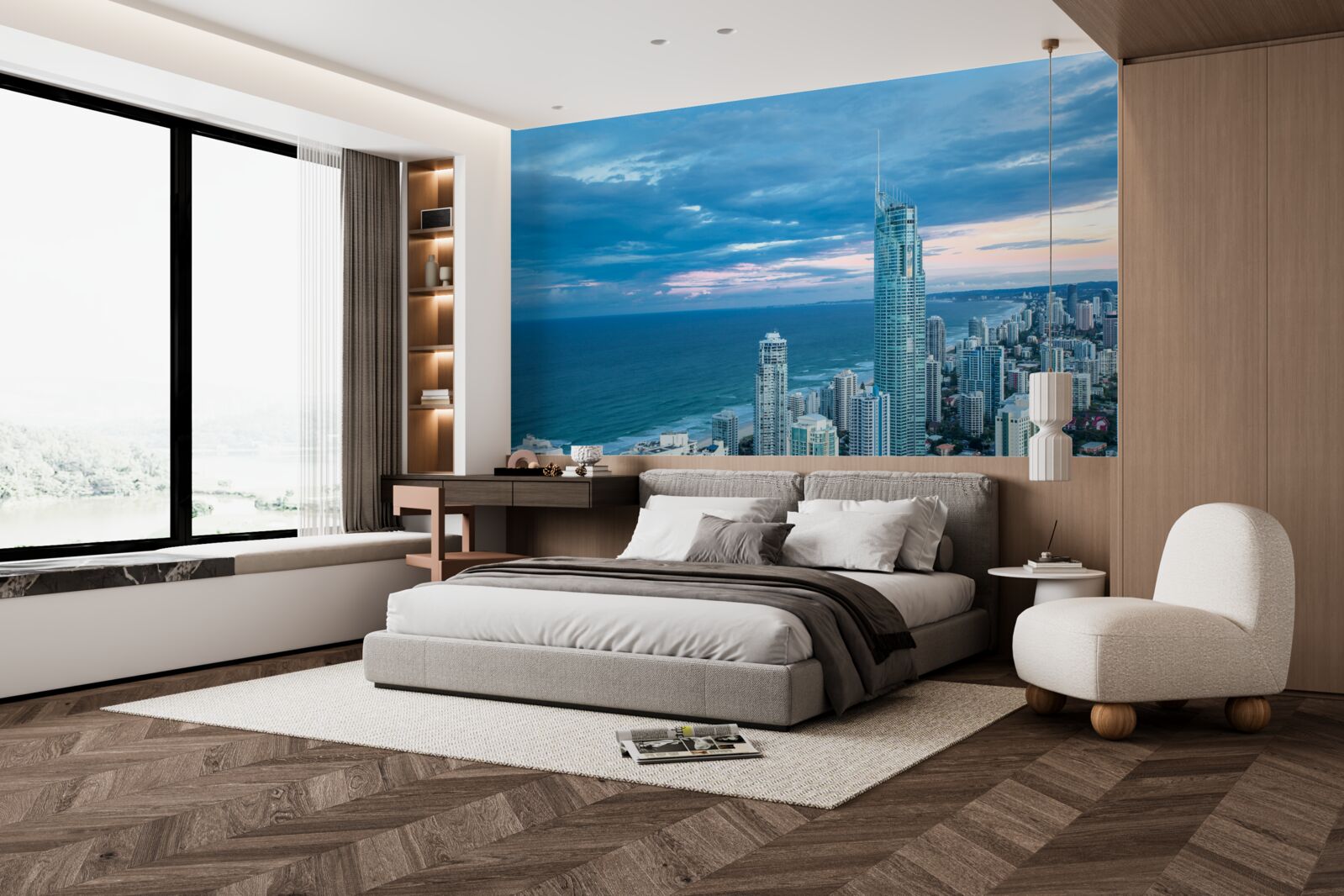 Fototapeta gigantyczne miasto nad brzegiem morza