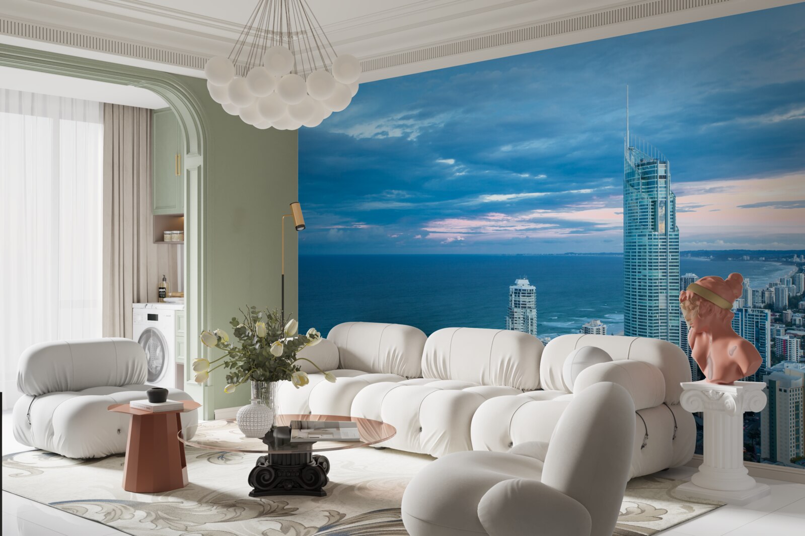 Fototapeta gigantyczne miasto nad brzegiem morza