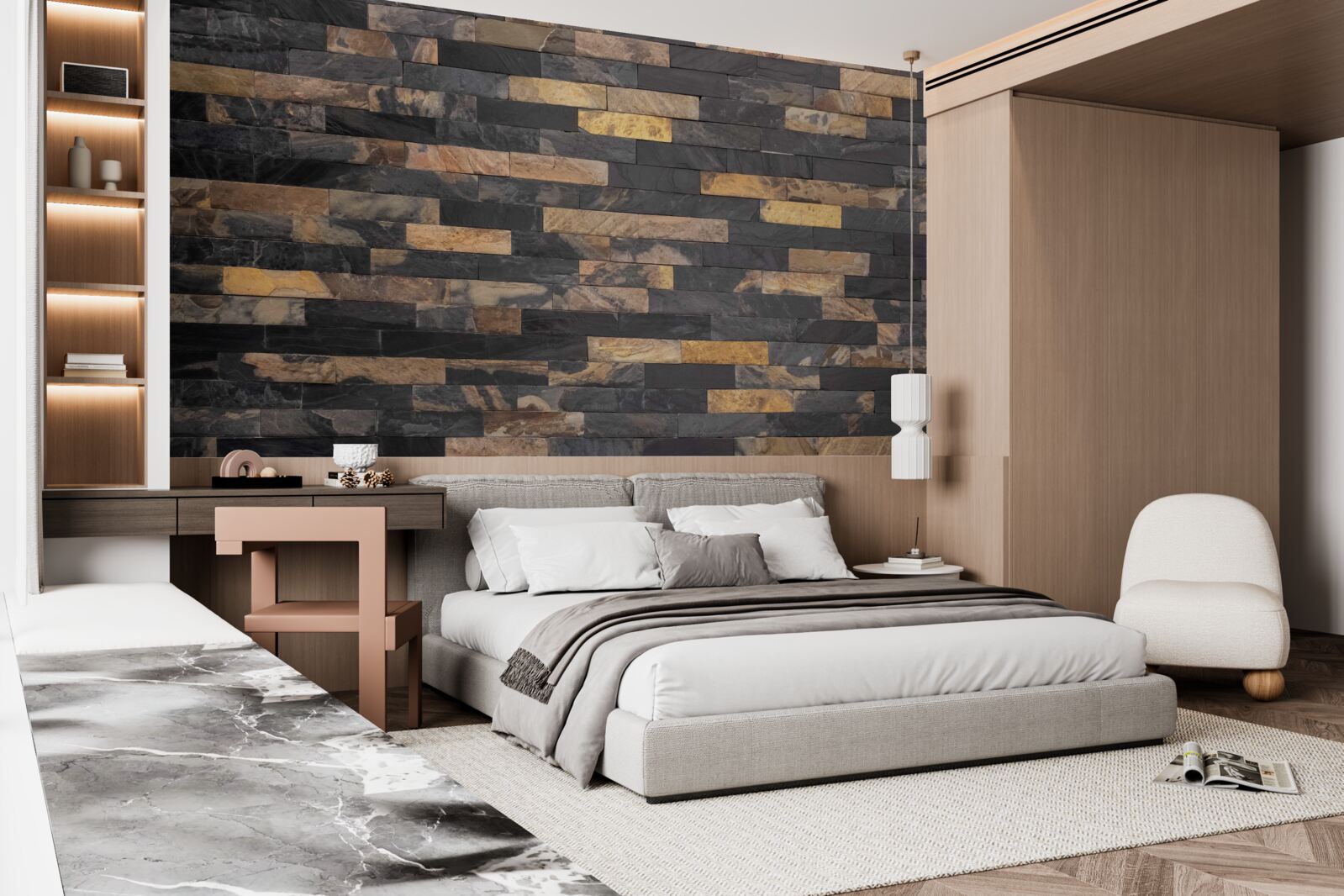 Fototapeta kamień w kolorze czarno-złotym umieszczony poziomo