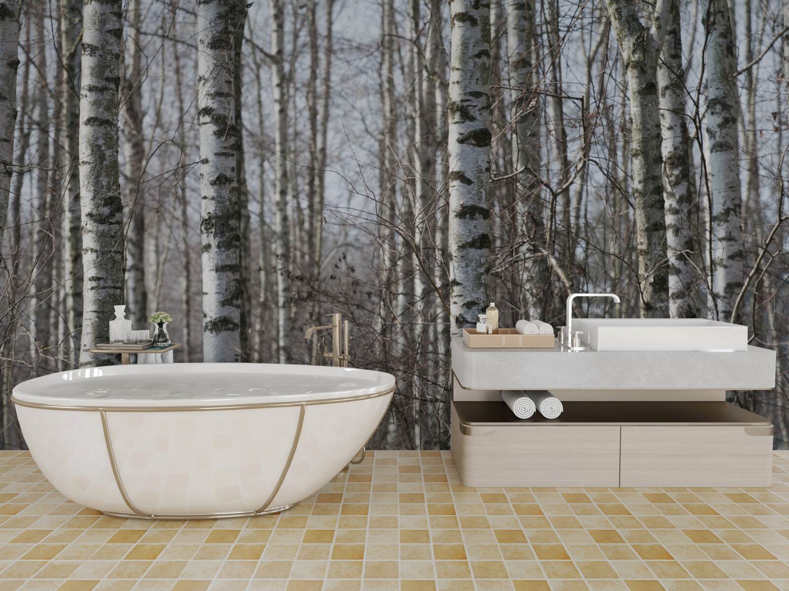 Fototapeta upadłe pełne wdzięku brzozy