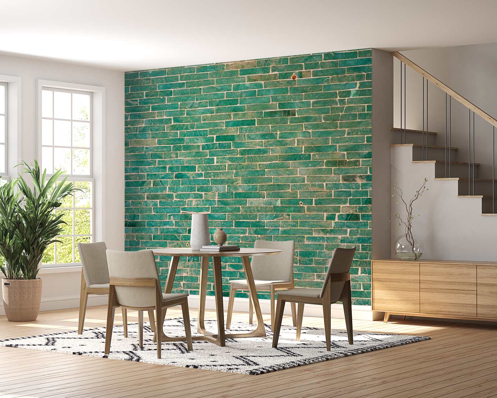 Fototapeta Ściana z cegły pomalowana na zielono