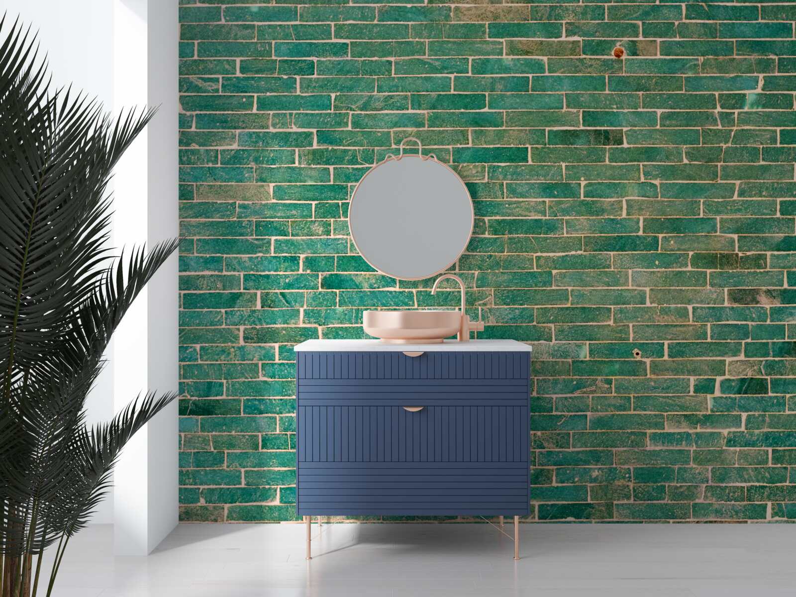 Fototapeta Ściana z cegły pomalowana na zielono