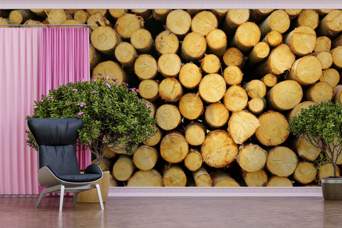 Fototapeta stos ściętego drewna opałowego