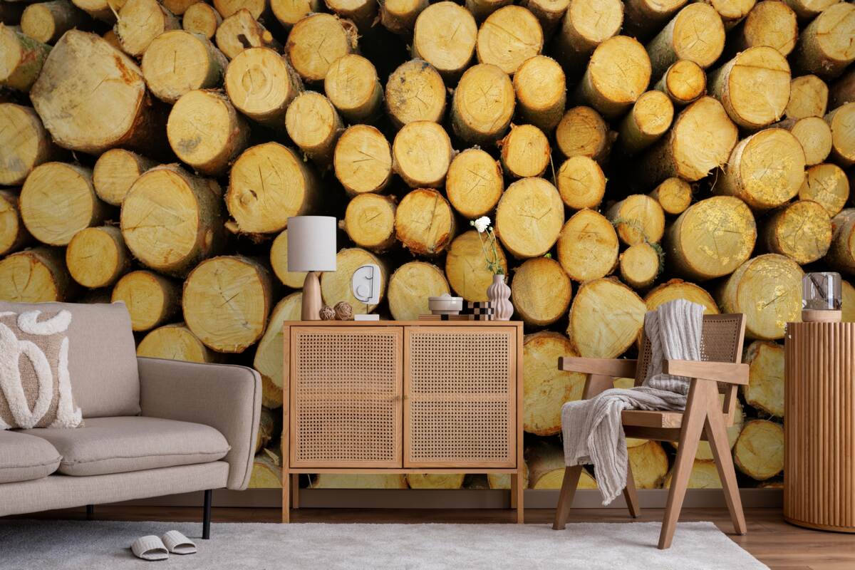 Fototapeta stos ściętego drewna opałowego