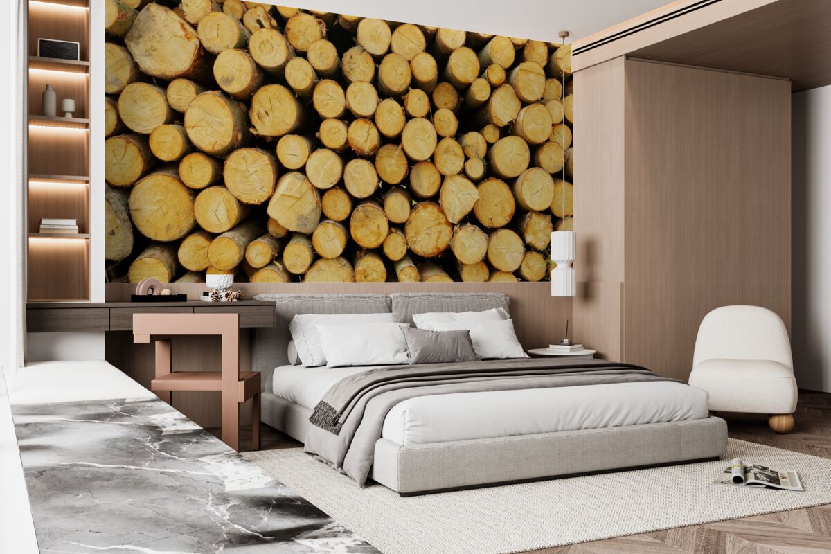 Fototapeta stos ściętego drewna opałowego