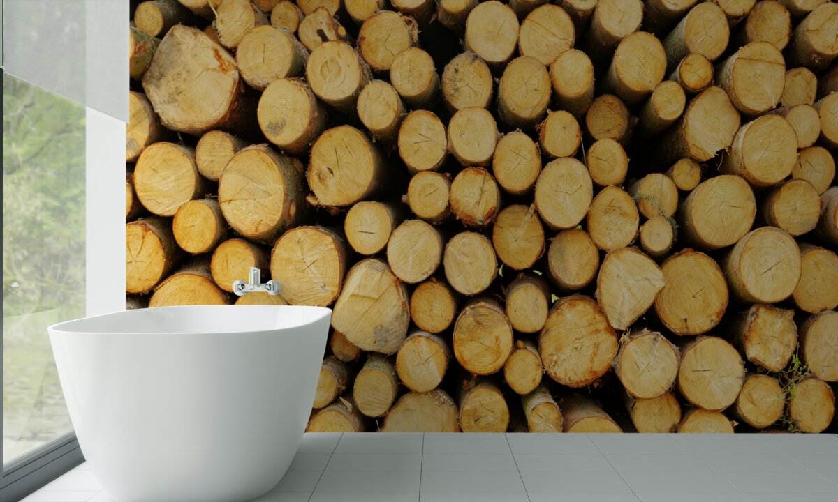 Fototapeta stos ściętego drewna opałowego