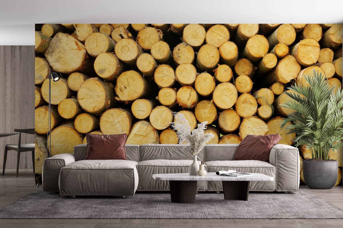 Fototapeta stos ściętego drewna opałowego