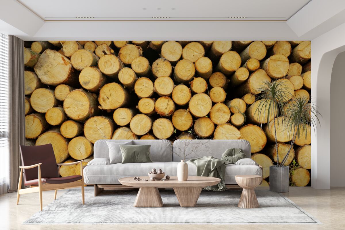 Fototapeta stos ściętego drewna opałowego