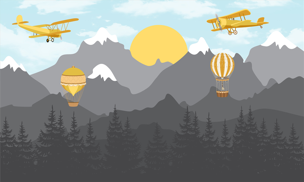 Fototapeta leć wśród szczytów o świcie