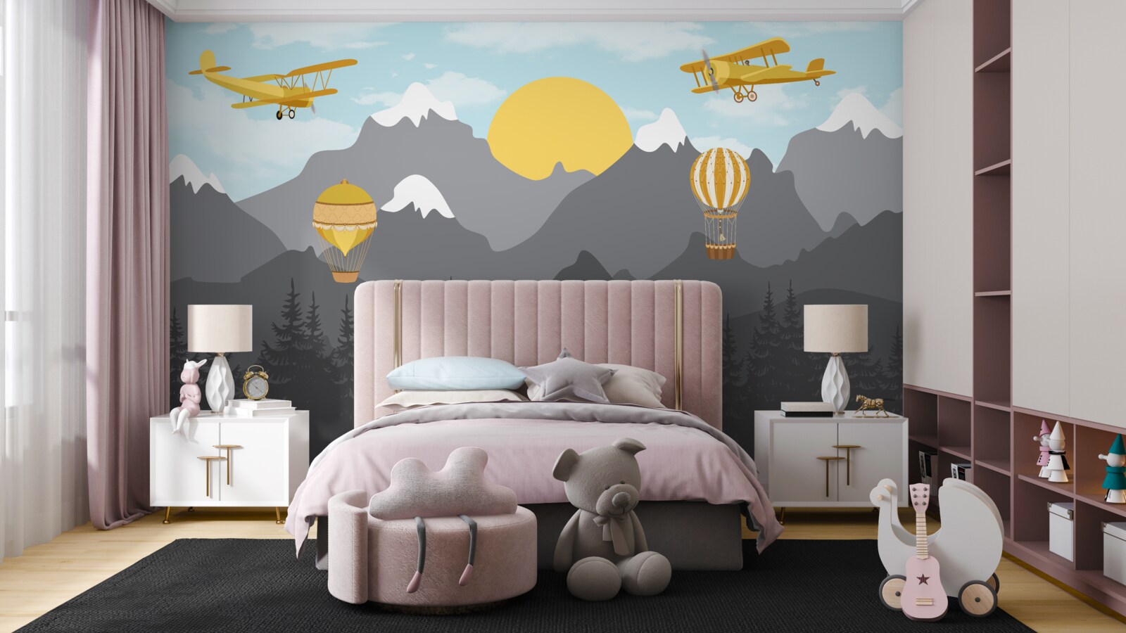 Fototapeta leć wśród szczytów o świcie