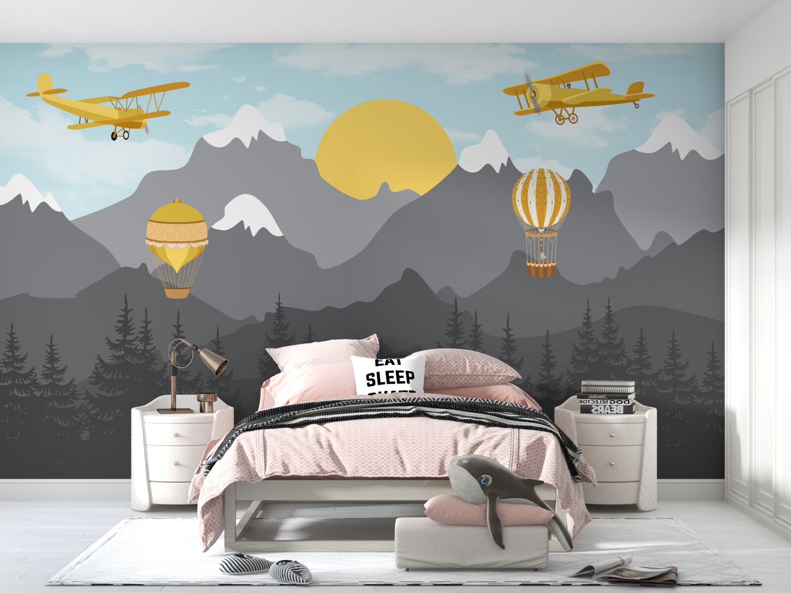 Fototapeta leć wśród szczytów o świcie