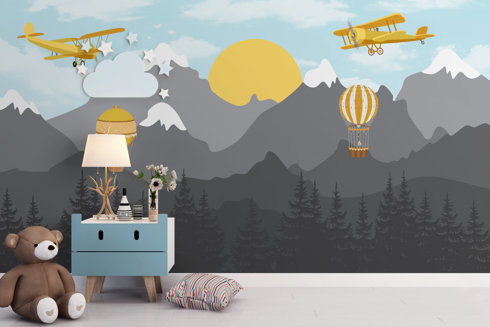 Fototapeta leć wśród szczytów o świcie