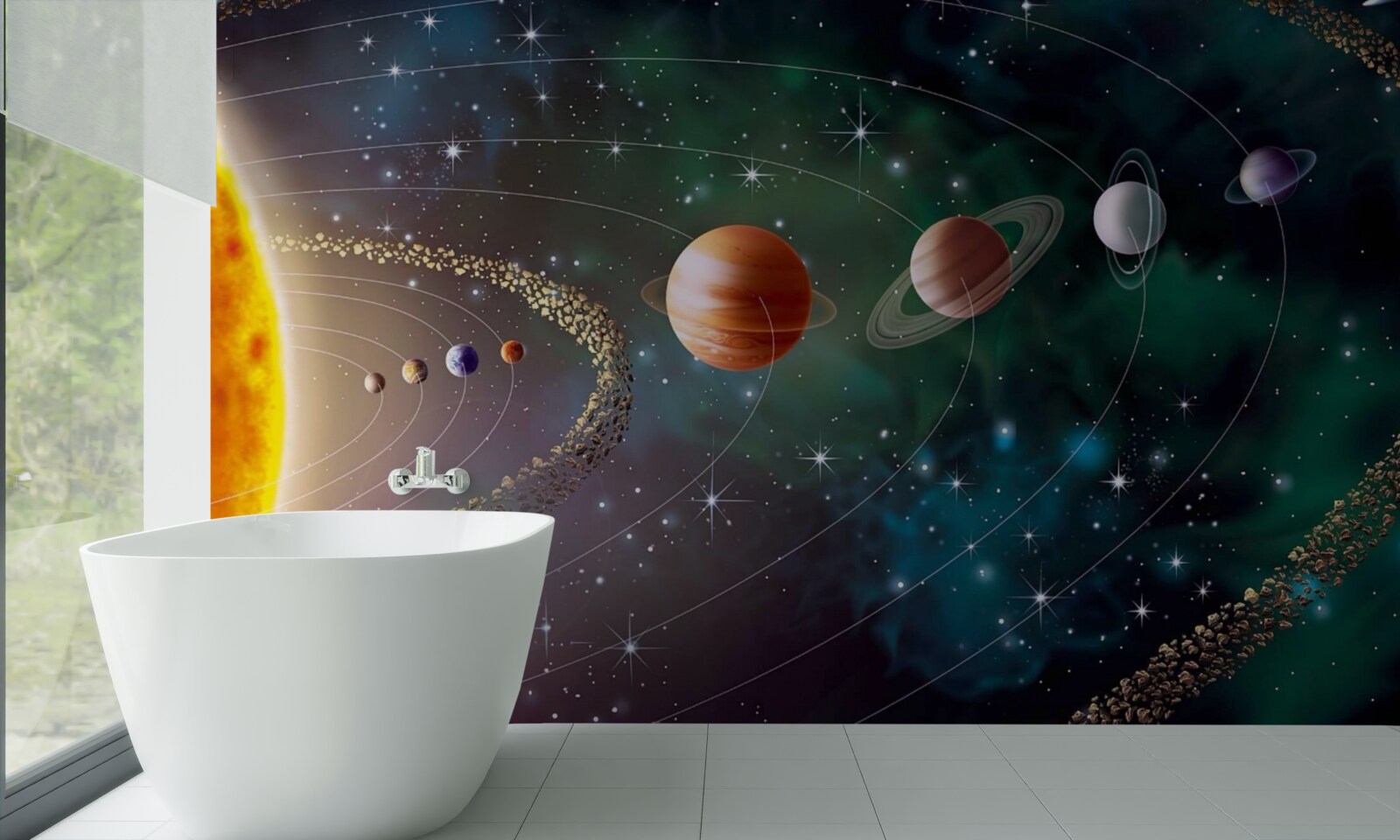 Fototapeta kosmiczna procesja planet przed gwiazdą